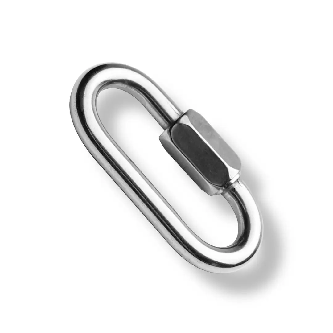 MORI6 - Mosquetão Tipo Oval Inox - Malha Rápida - Trava Roscada - AISI 316